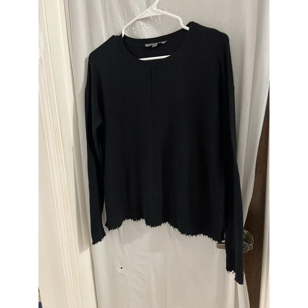 Elliott Lauren Black Cotton Cashmere Blend Pullover Sweater Sz S